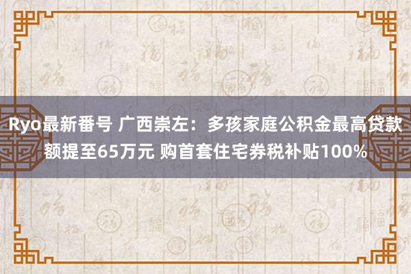 Ryo最新番号 广西崇左：多孩家庭公积金最高贷款额提至65万元 购首套住宅券税补贴100%