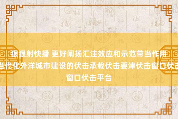 狠狠射快播 更好阐扬汇注效应和示范带当作用　打造当代化外洋城市建设的伏击承载伏击要津伏击窗口伏击平台